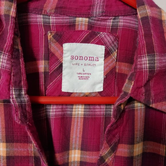 Sonoma Long Sleeve Pearl Button Flannel Top - Picture 3 of 6